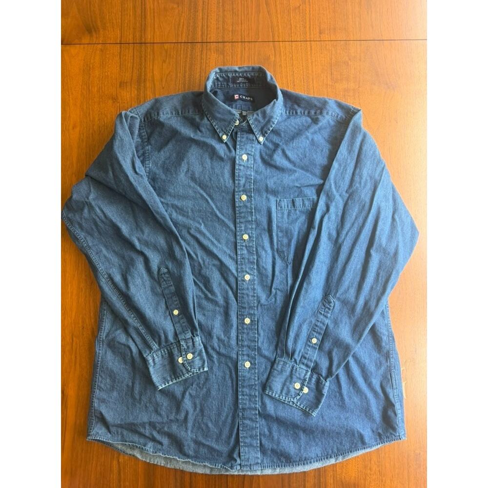Chaps Men's Denim Button Down Shirt - Size L